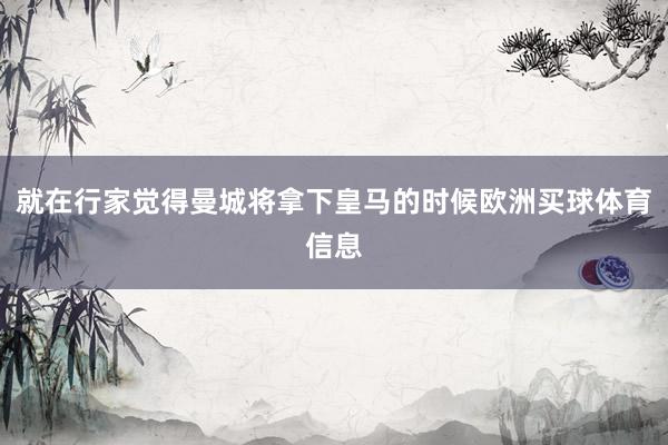 就在行家觉得曼城将拿下皇马的时候欧洲买球体育信息