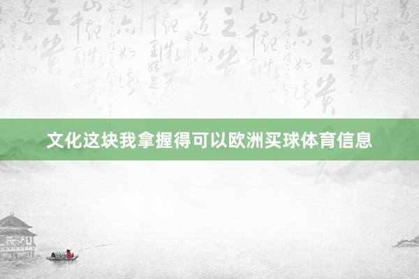 文化这块我拿握得可以欧洲买球体育信息