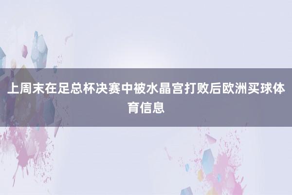 上周末在足总杯决赛中被水晶宫打败后欧洲买球体育信息