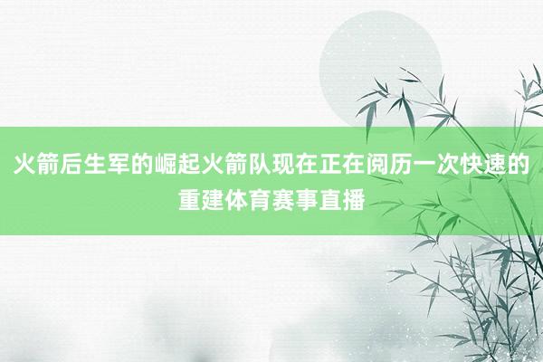 火箭后生军的崛起火箭队现在正在阅历一次快速的重建体育赛事直播