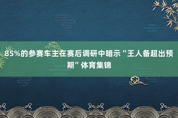 85%的参赛车主在赛后调研中暗示“王人备超出预期”体育集锦