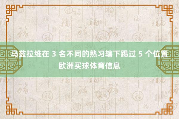 马兹拉维在 3 名不同的熟习辖下踢过 5 个位置欧洲买球体育信息